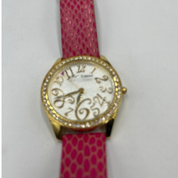 Betsey Johnson Pink Band Gold Tone‎ Rhinestone Watch BJ2161 40mm - Picture 12 of 12